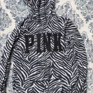 Zebra print PINK Victoria Secret zip up sweatshirt